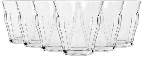 Argon Tableware Fluted Water Glasses Set of 6-210ml Ribbed Drinking Tumblers - Fluted Glassware for Water, Juice & Cocktails - Durable Soda Lime Glass