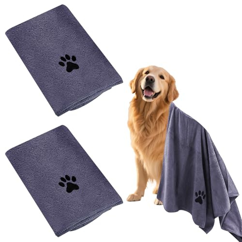 Homshsjhkis 2 Pieza Toalla Perro, 50 x 100cm Toalla Secado Rapido, Toallas de Secado Rápido para Perros, Extremely Absorbent and Soft, Quick Drying Microfibre Towel for Medium and Large Dogs