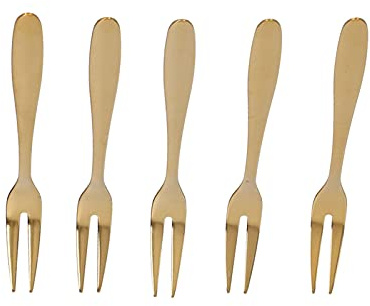 Tomotato Forchetta da Frutta in Acciaio Inossidabile, Mini Forchetta per Dessert, Taglia Piccola per Frutta Dolci, Ideale per Famiglie Feste Ristoranti (Confezione da 5 pezzi color oro)