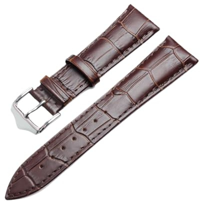FYXT Klockarmband Mjuk Kalv Äkta Läder 18 19 20 21 22 24 Mm Klocktillbehör Klockor Armband(Brown,20mm)