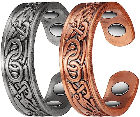 2 Stück Frauen 99,9% reines Kupfer Magnetringe Set 4 Stück Magnetfeldtherapie für Arthritis