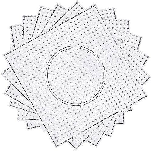 H&W Fuse Beads Boards,8 Pcs 5mm Fuse Bead Pegboards,Clear Pegboards Kits with 4 Lroning Paper for Kids DIY Craft Beads