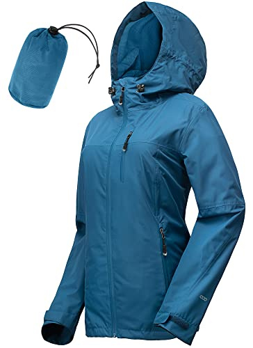 33,000ft Regenjacke Damen Wasserdicht Packbar Fahrradjacke Übergangsjacke | 10000mm Wassersäule, Mesh-Futter Unterarmbelüftung Wanderjacke, Atmungsaktiv Outdoorjacke, Leichte Windbreaker mit Kapuze