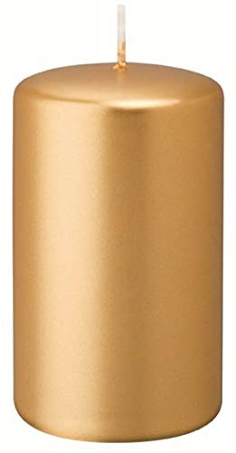 Stumpenkerzen Gold 8 x Ø 4 cm, 12 Stück