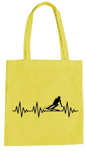 Herzschlag Ski Baumwolltasche - Ekg Winter Schnee Piste Gelb