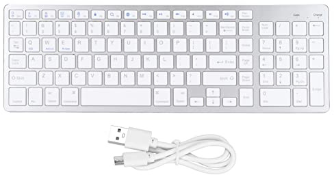ciciglow USB Wireless Keyboard, Mini Universal Digital Charging Keyboard Multi-Device Ultra Slim Keyboard Compatible with Tablets and Laptops Stable Connection White Bluetooth Keyboard