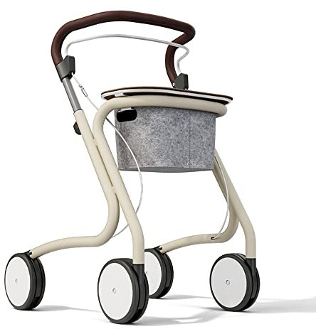 byACRE Scandinavian Butler - Rollator für den Innenbereich - Inklusive Tablett und Korb - Maximale Stabilität und schmale Breite - Stilvolles Aussehen