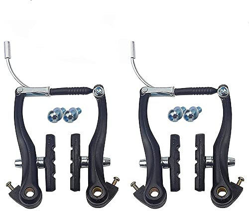Fahrrad Bremsen Set, Vorne und Hinten MTB BMX Fahrrad Felgenbremse Kit Inklusive Bremssattel Hebel Kabel Endkappe V-Bremse (Schwarzer Bremssattel)