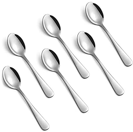 Acfthepiey 6 Stück Espressolöffel, 11,9 cm, Edelstahl, Mini-Kaffeelöffel, Dessertlöffel