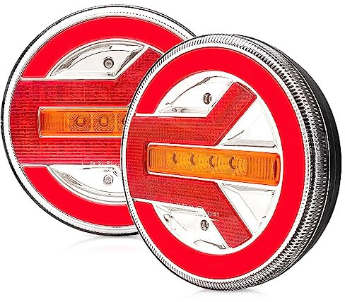 AOJO 2PCS PKW-Anhänger Rücklicht LED Neon mit E-Prüfzeichen, 12V 24V Rund LKW Wohnwagen Rücklichter Wasserdicht