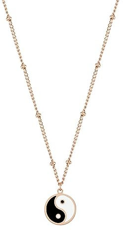 Happiness Boutique Damen Kette mit Yin Yang Anhänger | Wasserfeste Halskette mit Yin und Yang Symbol | Kugelkette mit Anhänger in Gold - Rosegold, Silber | Talisman Symbolischer Schmuck