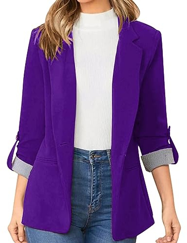 L9WEI Blazer slim pour femme - Automne et hiver - Blazer d'affaires élégant - Couleur unie - Manches longues - Costume d'affaires
