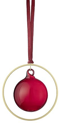 blomus Weihnachtsbaumkugeln 4er Set KITAI | Christbaumkugeln in Farbe Port | Ø 8 cm | Tannenbaumkugeln mit Ring aus Eisen in Gold | Christbaumschmuck mit Satinband