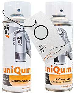 uniQum Spraydose Autolack + Klarlack fürs Auto für FIAT BIANCO 210 Autolack Reparatur 2x 400 ml