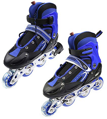 Inline-Skates für Mädchen und Jungen, Erwachsene, mit leuchtenden Rollen, Inline-Skates bequem, Größe 31-34 – Code S – Blau