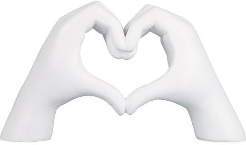 Kityemo Liebesfingerstatue Moderne, weiße Gestendekoration, Moderne Kunstskulptur Personalisierter Finger perfekt für kreative Hochzeits- und Desktop -Dekoratio (Weiß, L)