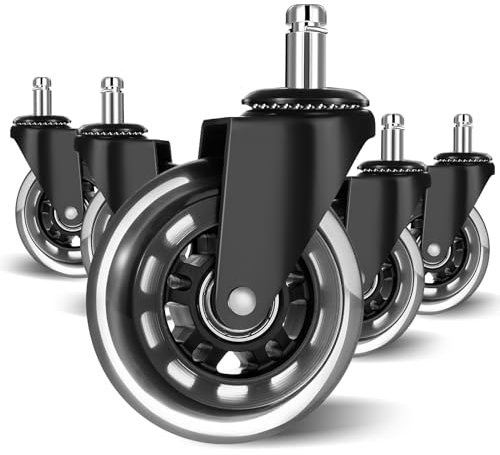 Bürostuhl Rollen Leichtgängige und Leise Hartbodenrollen Stuhlrollen 11 x 22 mm für Parkett, Teppich, Laminat, Keine Bodenschutzmatte Nötig 5er Set