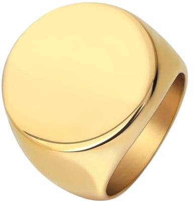 Daesar Herren Ring Edelstahl, Ringe Partnerringe Personalisiert 22MM Glatt Rund Siegelring Gold Ring Große 70 (22.3)