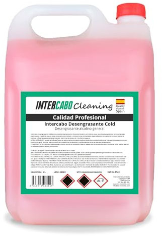 Intercabo – Quitagrasas Desengrasante Frío 5L • Potente Desengrasante Alcalino para Cocinas • Elimina Grasa Incrustada al Instante • Ideal para Campanas, Filtros, Hornos y Superficies Industriales