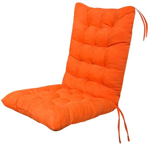 Stuhlkissen mit Rückenteil 1/2 Stück Auflage Polsterauflage Gartenstuhl,Rückenkissen mit Bänder,Polsterauflage Auflage für Stühle/Bänke in Haus und Garten Sitzkisse(Orange,100x45cm2pcs)