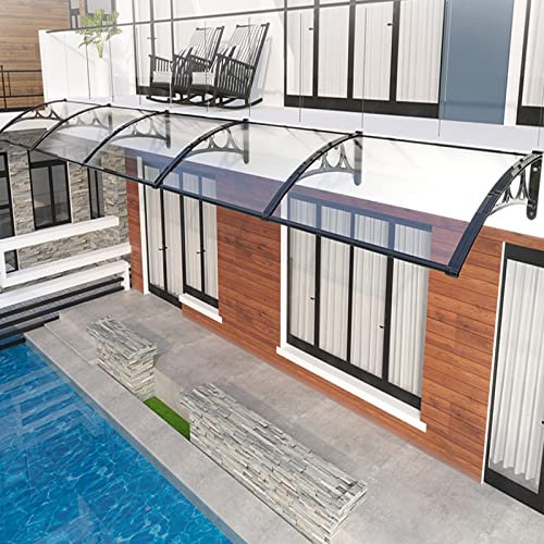 Türvordach, Außentürvordach, Verandavordach, gebogenes Fenstertürvordach, Markisenschutz, Überdachungsüberdachung, Fensterregenschutz, Verandavordach für Hausfronten, transparentes Polycarbo
