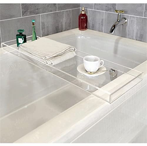 IUokLU Vassoio per Vasca da Bagno Portaoggetti per Vasca Vassoio da Bagno Trasparente Mensola per Vasca Strumenti da Bagno Multifunzione Vassoio per riporre Asciugamani