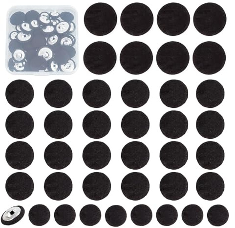 40 PCS Tuxedo Suit Buttons, Black Satin Buttons for Dress Gowns Blouses Sleeves, Vintage Covered Cloth Button with Shank for Sewing Bridal Suits Jacket