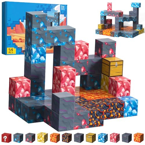 Unterirdische Burg Magnetische Bausteine, Interessantes Montessori Kreative Set, Geburtstagsgeschenke für Kinder und Erwachsene oder Spielefans, Outdoor-Spielzeug für Jungen, Mädchen und Kleinkinder