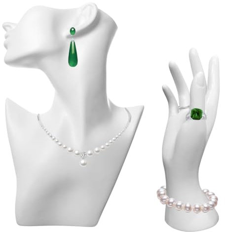 YANGSHINE Lot de 2 présentoirs à bijoux pour tête de buste, boucles d'oreilles, mannequin, main, bracelet, bague pour la vente de spectacle, décoration d'intérieur, blanc