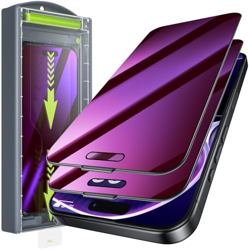 WSKEN per iPhone 17/iPhone 16 Pro Protezione Schermo Privacy - [Anti Luce Blu][Auto Eliminazione Polvere] 24° Anti Spia Gradiente Viola Copertura Totale 9H Vetro Temperato, Senza Bolle, Anti Impronta