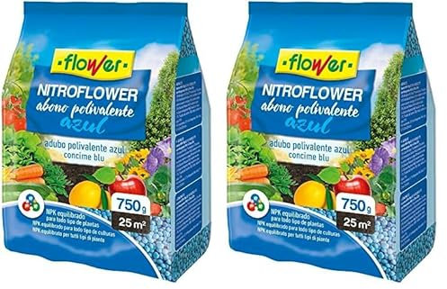 Flower Nitroflower Abono Polivalente, 750 gr, Color Azul, 13.5x3x25.5 cm (Paquete de 2)
