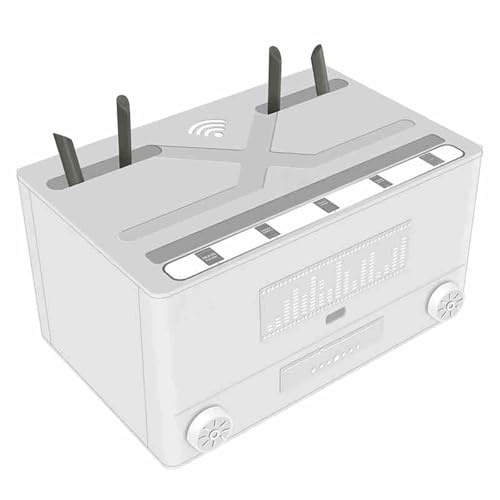 Router Rack Caja Wifi Material ABS Diseño de Orificio de Salida de Gran Diámetro Gran Capacidad Multifunción Caja Ocultar Router Wifi para Oficina Hogar(White)