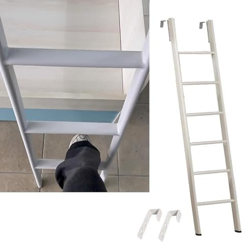 Hochbett Leiter Metall Leiter für Etagenbetten mit Breiter Stufe Und Haken, Kürzbar Ersatz für Kurze Etagenbettleiter für Wohnmobile, Kurze Leiter 116/130/140/150/160/170/180/185 cm(175cm/69)
