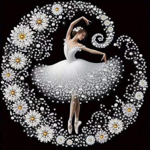 Diamond Painting Blumen Elegante Tänzerin Deko – 5D Diamant Painting Bilder für Erwachsene Anfänger DIY Diamantmalerei Set mit Strasssteinen Bastelset Diamant Bild für Zuhause Wanddekoration 30x30cm