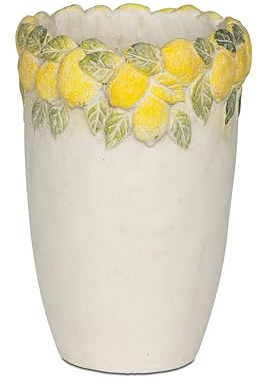 Blumenvase Vase Zitrone Antik 17cm aus Keramik mit glasierter Oberfläche und Zitronen-Dekor verziert