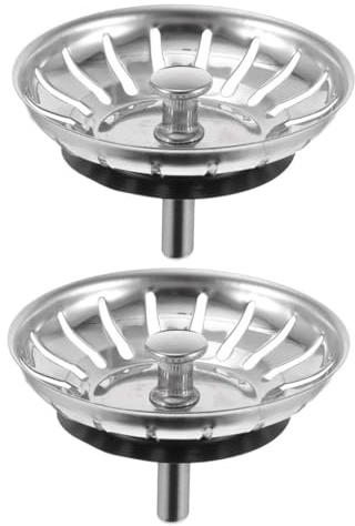 PENIKOKO 2pcs Sink Drain Covers Silver Sink Sealing Caps Food Strainer Plug Holes for Kitchen Bathroom Laundry Resistant to Rust and Easy to Clean
