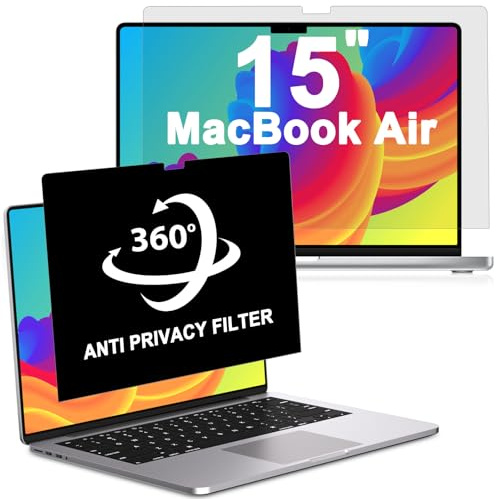 LUSA DESIGN 360° Privacy Screen MacBook Air 15 Inch (2023-2026, M2,M3,M4) | Privacy Film Filter All Round Anti Peeping Blue light Glare MacBook Protection