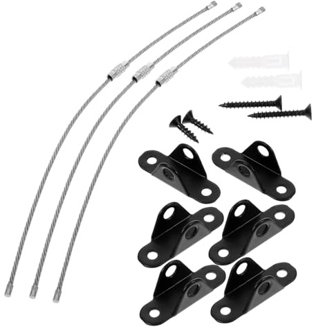 TINEASUR 3 Sets Proofing Furniture Strap Set Adjustable Stainless Steel Safety Anchors for Wall Mounting Prevents Furniture Tip-Over and Sliding for Safety and Earthquake Protection