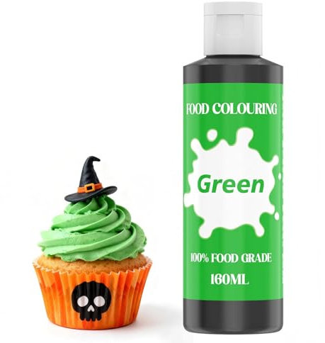 Lebensmittelfarbe - 160ml Flüssige Konzentrierte Lebensmittel Farben für Kuchen Dekoration, Backen, Kekse, Macaron - Zuckerfrei Food Coloring für Fondant, Zuckerguss, Slime (Grün)