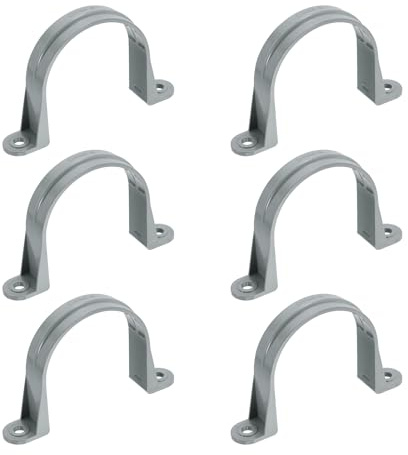 sourcing map 3 Inch PVC Pipe Straps, 6Pcs Plastic Conduit Clamps Double Hole U Shaped Strap Clamp with Anti-Slip Ribs for Pipe Tube Cable Fixing (Gray)