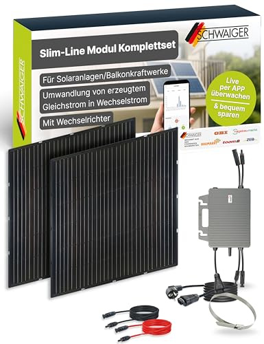Slim-Line Modul 2er Set mit Wechselrichter Balkonkraftwerk Komplettset PV-Anlage Solaranlage