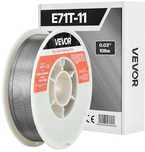 VEVOR Filo Solido per Saldatrice MIG, E71T-11 da 0,8 mm Peso di 4,5 kg, in Acciaio Dolce Senza Gas con Pochi Schizzi per Saldatura ad Arco in Tutte le Posizioni, Autoprotetto per Uso Esterno