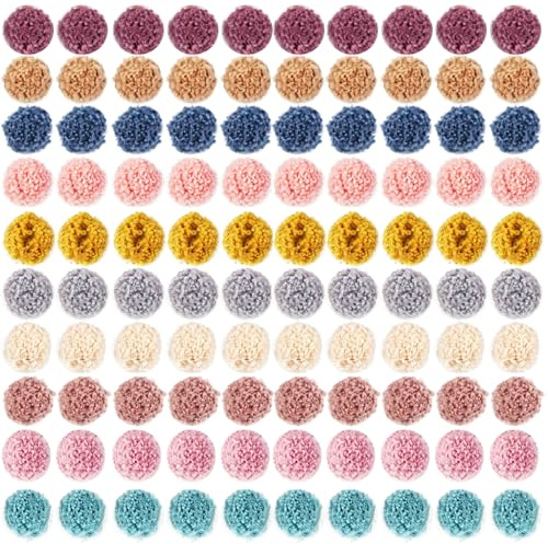 100 Pompons Basteln 15mm, Bunte Filzkugeln Set 10 Farben Handwerk | Weiche Bommeln, Bastelzubehör Kreativ, sortiert bunt, Erwachsene Geschenk Wohnung Dekoration Karten