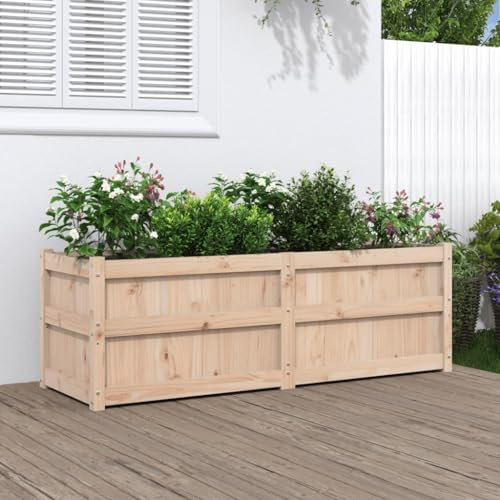 Brokky Jardinera Alto Madera de Pino Jardinera de Madera Jardinera terraza jardín Macetero Grande Exterior, Maceta Alta Exterior y Terraza, Maceta Grande-Pino natural-150x50x50 cm