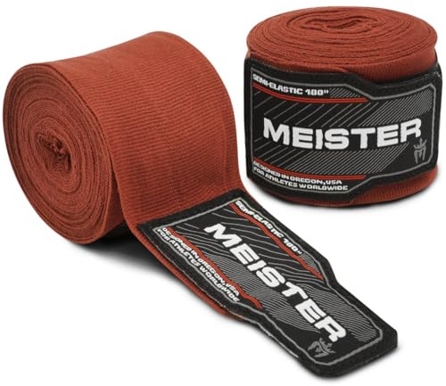 Meister Bende Semi-Elastiche da Adulto di 180 Pollici (457 cm) per MMA e Boxe (Coppia) - Marrone