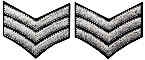 Militär Uniform Chevrons Sergeant Stripes Armee Embroidered Waffen Emblem Eisen auf Nähen auf Schulter Flecken, Silber, 2 Stk