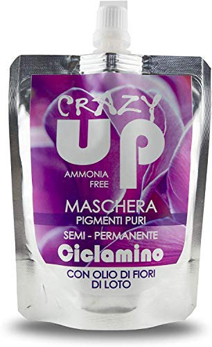 Crazy Up Maschera Colorante Senza Ammoniaca Semipermanente per Capelli - 200 ml (Ciclamino)