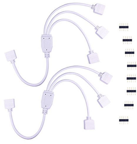 LitaElek 2pcs 5 polig RGBW LED Streifen Verteiler Kabel 1 zu 3 LED Splitter Kabel LED Stripe Verlängerungskabel Verbinder LED Schnellverbinder LED Eckverbinder für RGBW 5050 LED Strip -30cm, Weiß