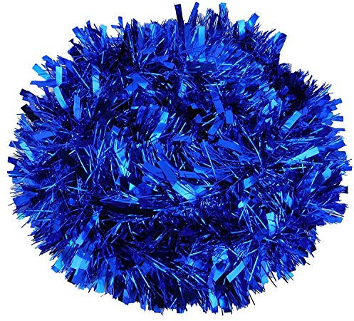 SHATCHI 1.8m/6ft Blue Luxury Deluxe Chunky Christmas Tinsel Garland Xmas Tree Decorations