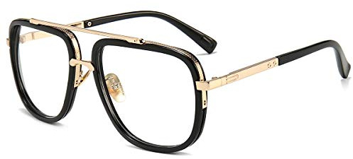 Dollger Oversized Square Aviator Glasses for Men Pilot Gold Frame Retro Glasses